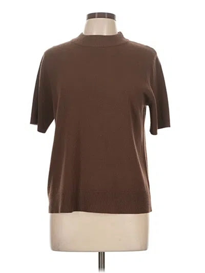 Pre-owned Assorted Brands Short Sleeve Top Brown Mock Neckline Tops