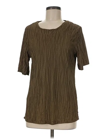 Pre-owned Assorted Brands Short Sleeve Top Brown Square Neckline Tops