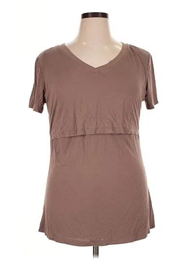 Pre-owned Assorted Brands Short Sleeve Top Brown Sweetheart Neckline Tops