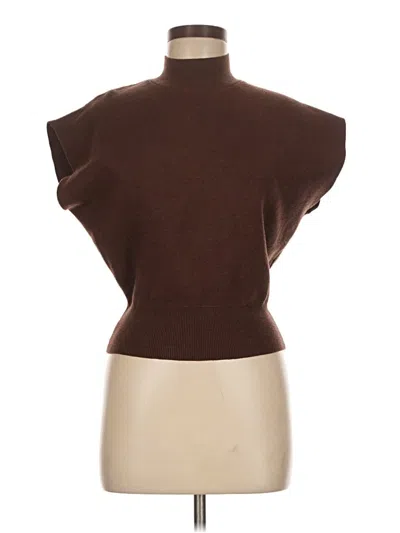 Pre-owned Assorted Brands Short Sleeve Top Brown Turtleneck Tops