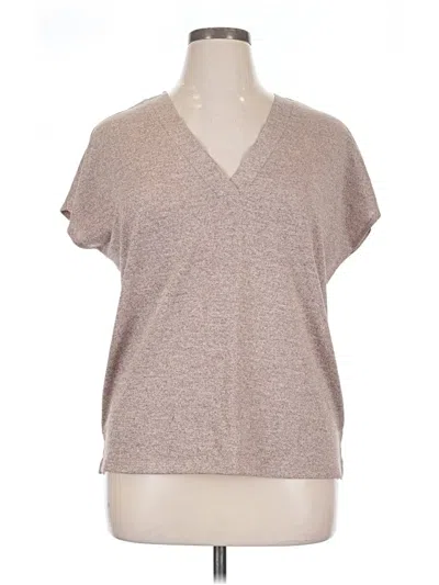 Assorted Brands Short Sleeve Top Brown V-neck Tops