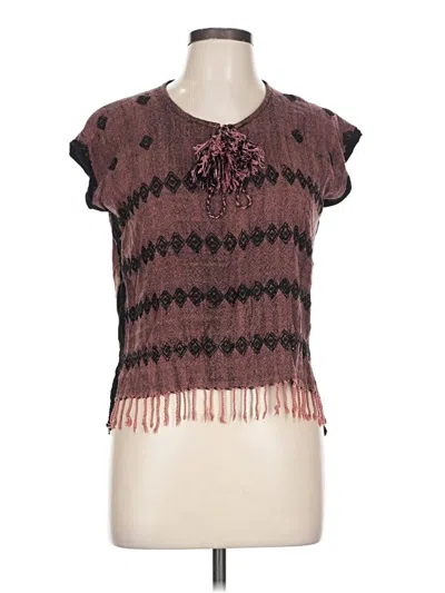 Pre-owned Assorted Brands Short Sleeve Top Burgundy Cowl Neck Tops