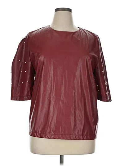 Pre-owned Assorted Brands Short Sleeve Top Burgundy Crew Neck Tops
