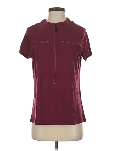 Pre-owned Assorted Brands Short Sleeve Top Burgundy Keyhole Neckline Tops