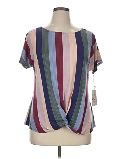 Pre-owned Assorted Brands Short Sleeve Top Burgundy Scoop Neck Tops