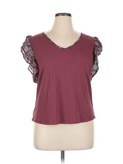 Pre-owned Assorted Brands Short Sleeve Top Burgundy Sweetheart Neckline Tops