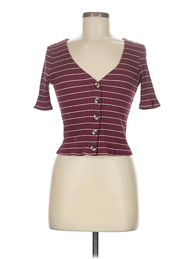 Pre-owned Assorted Brands Short Sleeve Top Burgundy Sweetheart Neckline Tops