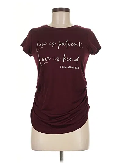 Pre-owned Assorted Brands Short Sleeve Top Burgundy Sweetheart Neckline Tops