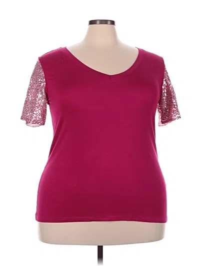 Assorted Brands Short Sleeve Top Burgundy Sweetheart Neckline Tops In Pink