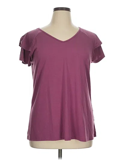 Pre-owned Assorted Brands Short Sleeve Top Burgundy V Neck Tops