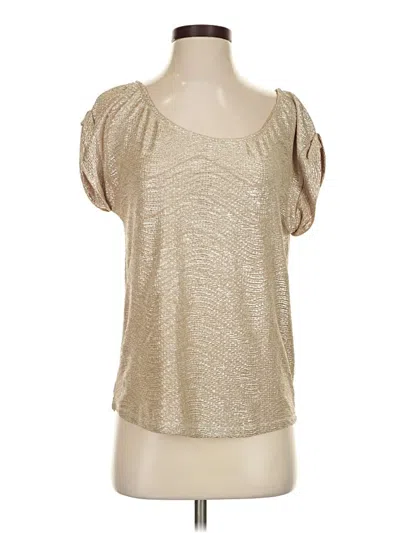 Pre-owned Assorted Brands Short Sleeve Top Gold Metallic Pattern Scoop Neck Tops