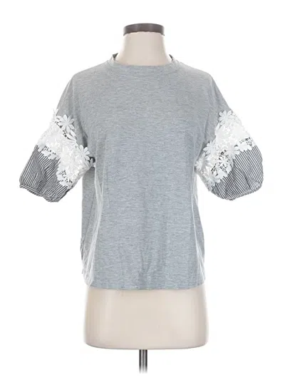Pre-owned Assorted Brands Short Sleeve Top Gray Crew Neck Tops