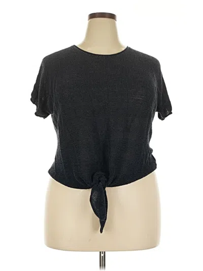 Pre-owned Assorted Brands Short Sleeve Top Gray Keyhole Neckline Tops
