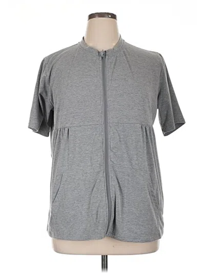 Pre-owned Assorted Brands Short Sleeve Top Gray Mock Neckline Tops