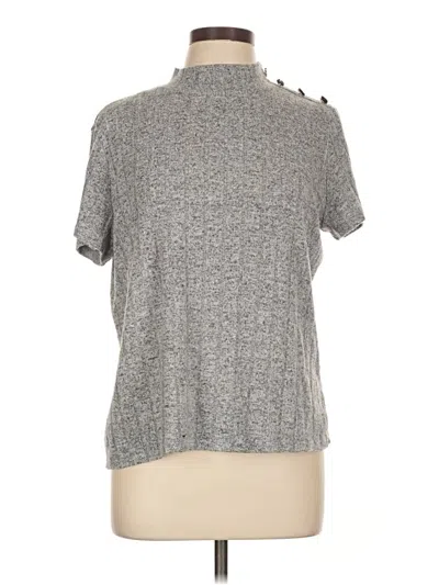 Pre-owned Assorted Brands Short Sleeve Top Gray Mock Neckline Tops