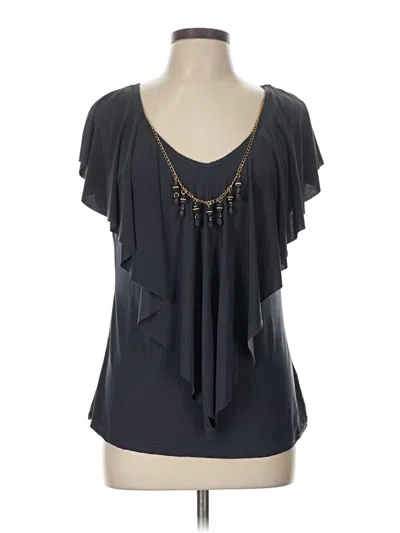 Pre-owned Assorted Brands Short Sleeve Top Gray Scoop Neck Tops