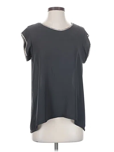 Pre-owned Assorted Brands Short Sleeve Top Gray Solid Pattern Crew Neck Tops