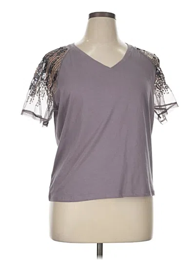 Pre-owned Assorted Brands Short Sleeve Top Gray V Neck Tops