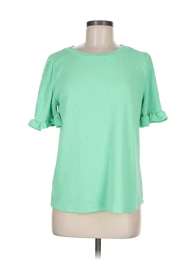 Pre-owned Assorted Brands Short Sleeve Top Green Keyhole Neckline Tops