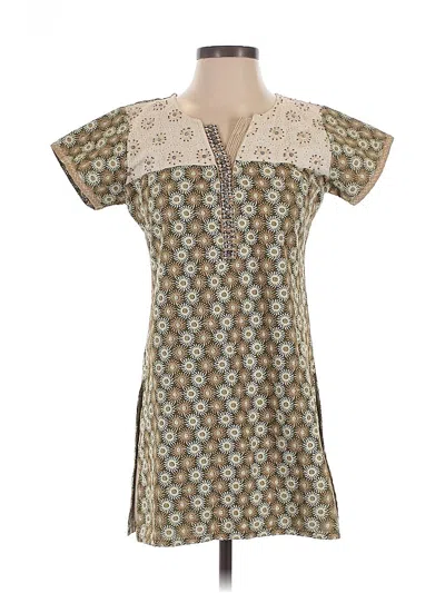 Pre-owned Assorted Brands Short Sleeve Top Green Keyhole Neckline Tops