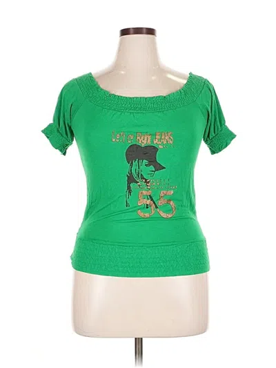 Pre-owned Assorted Brands Short Sleeve Top Green Scoop Neck Tops