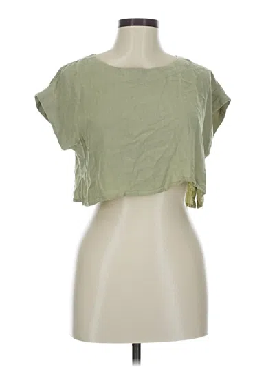 Pre-owned Assorted Brands Short Sleeve Top Green Square Neckline Tops
