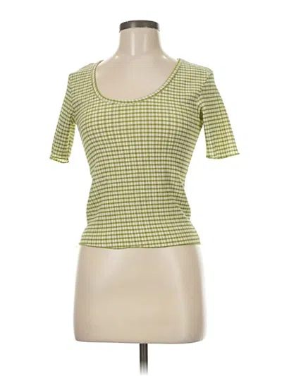 Pre-owned Assorted Brands Short Sleeve Top Green Square Neckline Tops