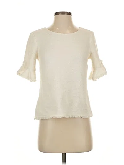 Pre-owned Assorted Brands Short Sleeve Top Ivory Boatneck Tops In White