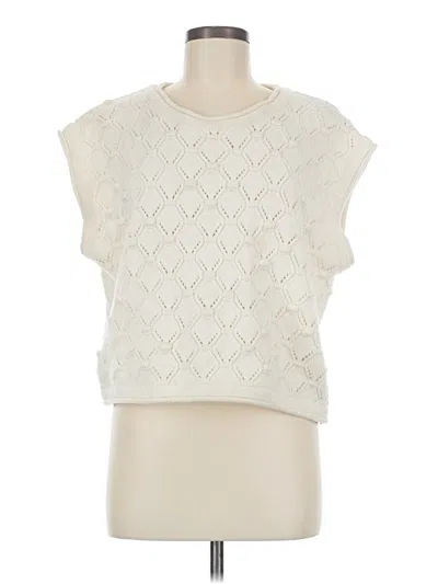 Pre-owned Assorted Brands Short Sleeve Top Ivory Boatneck Tops In White