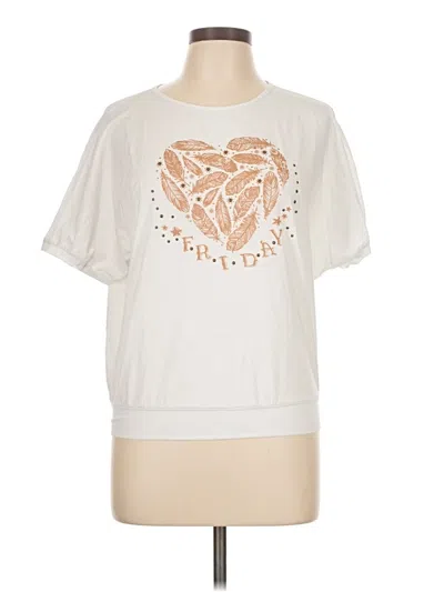 Pre-owned Assorted Brands Short Sleeve Top Ivory Crew Neck Tops