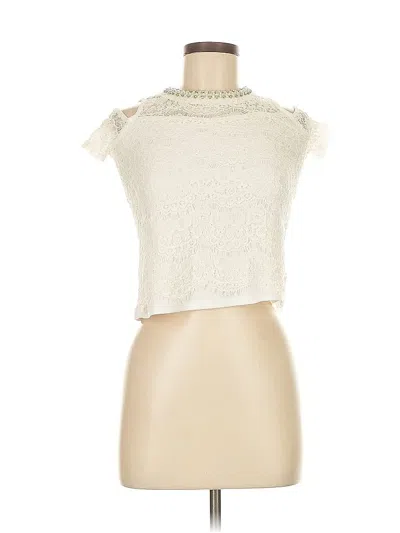 Pre-owned Assorted Brands Short Sleeve Top Ivory Halter Neckline Tops In White