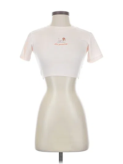 Pre-owned Assorted Brands Short Sleeve Top Ivory High Neck Tops In White