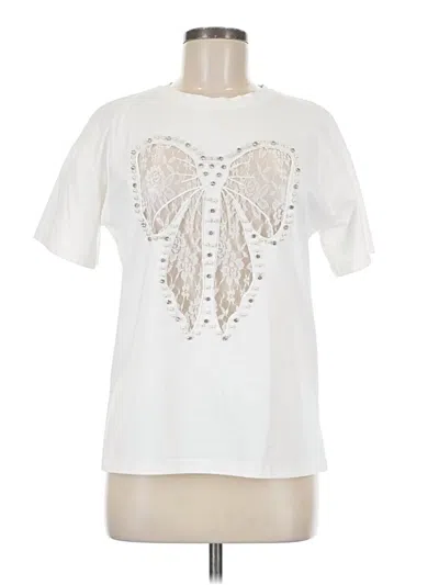 Pre-owned Assorted Brands Short Sleeve Top Ivory Keyhole Neckline Tops In White