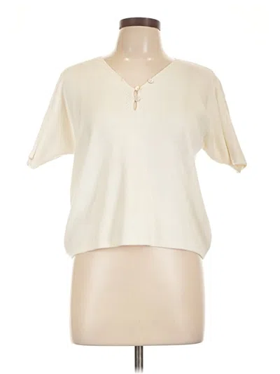 Pre-owned Assorted Brands Short Sleeve Top Ivory Keyhole Neckline Tops In White