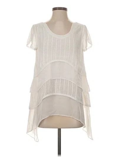 Pre-owned Assorted Brands Short Sleeve Top Ivory Keyhole Neckline Tops In White