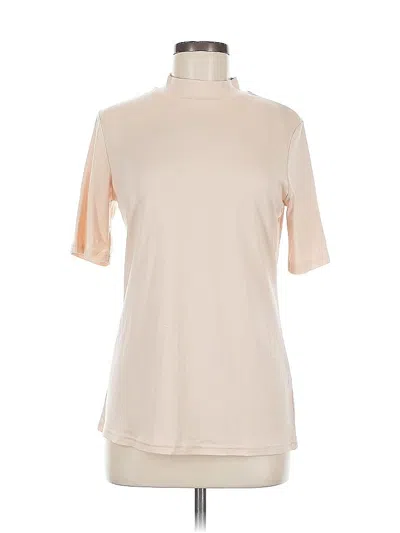 Pre-owned Assorted Brands Short Sleeve Top Ivory Mock Neckline Tops In White