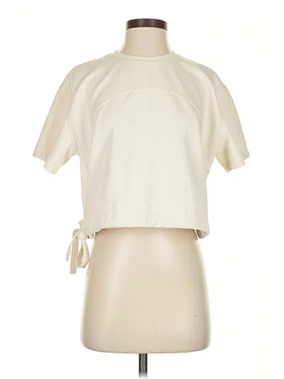 Pre-owned Assorted Brands Short Sleeve Top Ivory Mock Neckline Tops In White