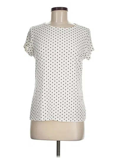 Pre-owned Assorted Brands Short Sleeve Top Ivory Polka Dots Pattern Square Neckline Tops