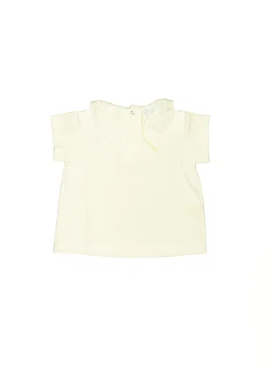 Pre-owned Assorted Brands Babies' Short Sleeve Top Ivory Ruffles Neckline Tops In White