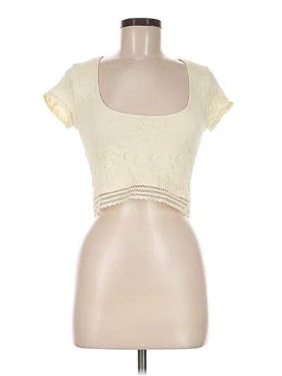Pre-owned Assorted Brands Short Sleeve Top Ivory Sweetheart Neckline Tops