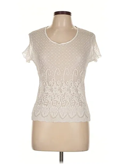 Pre-owned Assorted Brands Short Sleeve Top Ivory Sweetheart Neckline Tops In White