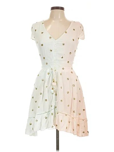 Pre-owned Assorted Brands Short Sleeve Top Ivory Sweetheart Neckline Tops In White