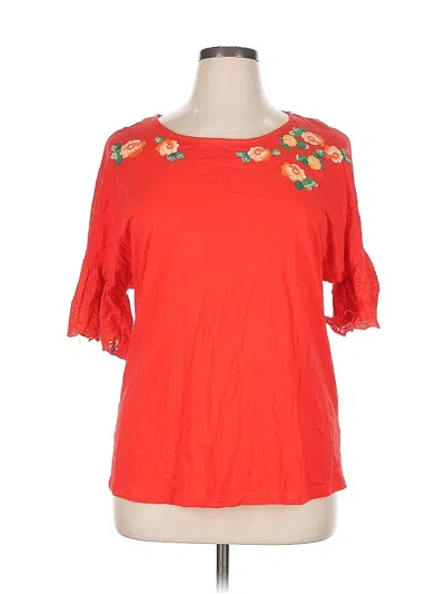 Assorted Brands Short Sleeve Top Orange Cold Shoulder Neckline Tops