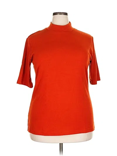 Pre-owned Assorted Brands Short Sleeve Top Orange Mock Neckline Tops