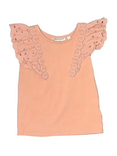 Pre-owned Assorted Brands Kids' Short Sleeve Top Orange Ruffles Neckline Tops
