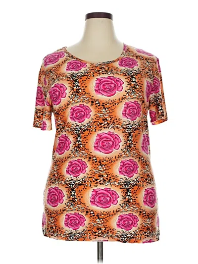 Pre-owned Assorted Brands Short Sleeve Top Orange Scoop Neck Tops