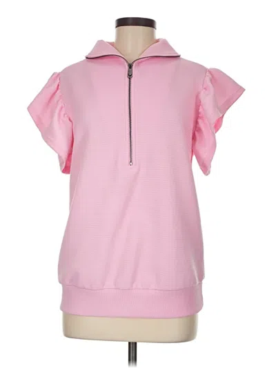 Pre-owned Assorted Brands Short Sleeve Top Pink Cowl Neck Tops