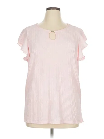 Pre-owned Assorted Brands Short Sleeve Top Pink Keyhole Neckline Tops