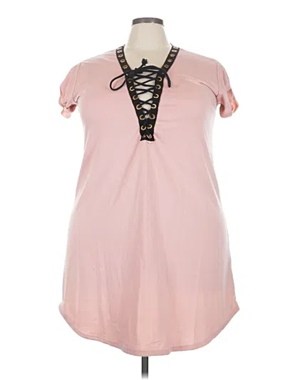 Pre-owned Assorted Brands Short Sleeve Top Pink Keyhole Neckline Tops