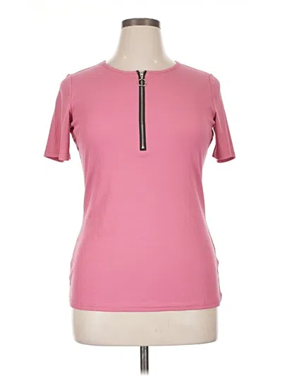 Pre-owned Assorted Brands Short Sleeve Top Pink Keyhole Neckline Tops